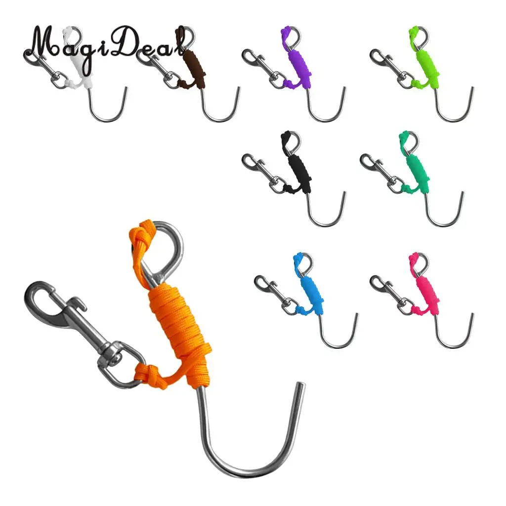 خطاف انحراف الشعاب المرجانية للغوص عالي الجودة MagiDeal بخط 47 بوصة ومشبك من الفولاذ المقاوم للصدأ لصيد الأسماك والمصورين تحت الماء Acc