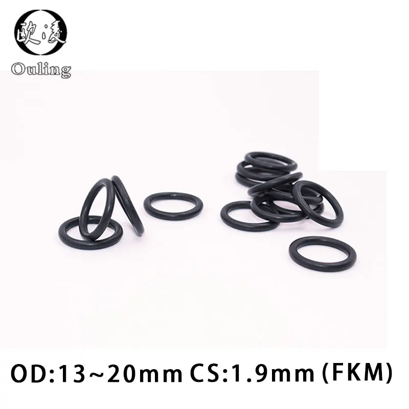 

10PCS Fluorine rubber Ring Black FKM O ring Seal CS:1.9mm OD13/14/15/16/17/18/19/20mm Rubber O-Ring Seal Oil Ring Gasket Washer