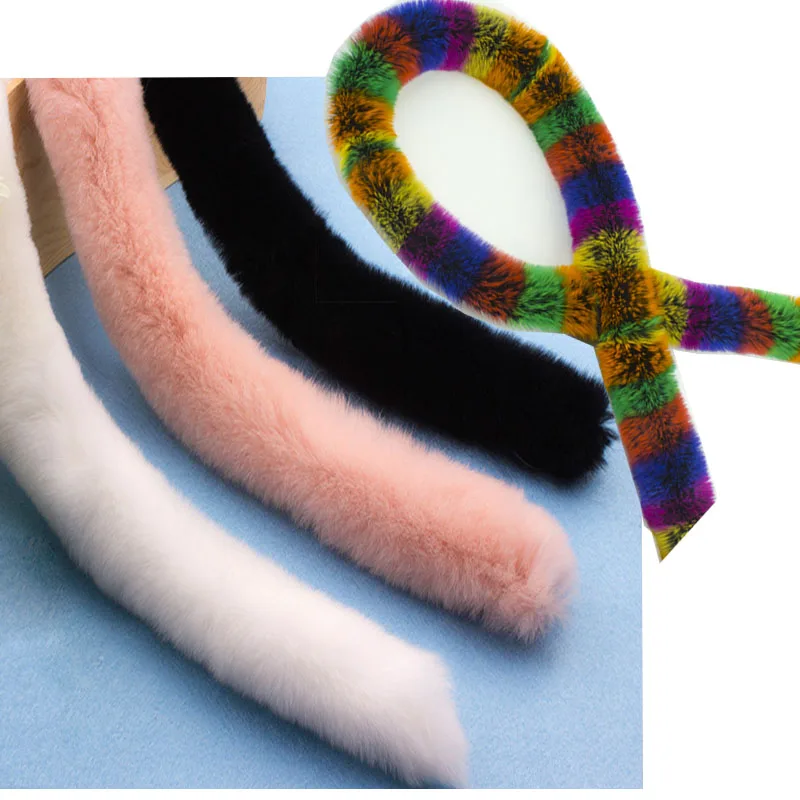 High Quality Real Rex Rabbit Fur Ribbon Tapes Furry Fluffy Trim Trimming DIY Home Decor Sewing Costume Crafts Lace Trim 1y