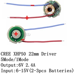 1PCS 20W XHP50 XHP50.2 6V LED Driver Board 22MM DC7V-15V Input 2400mA Output 5Mode /1Mode/3Mode For XHP50.3 LED Light Lamp