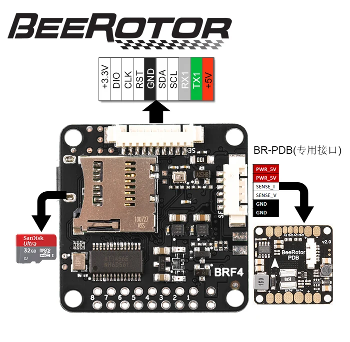 BeeRotor F4 BetaFlight Điều Khiển Chuyến Bay Với BFOSD OSD Cho FPV Đua Quadcopter BRF4