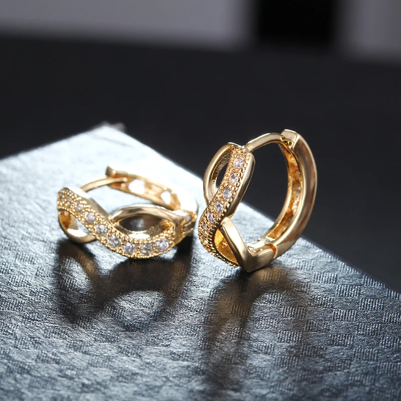 Small Hoop Earrings For Women Rose Gold Plated Earring AAA Zirconia Women\'s Jewelry Best Gifts Bijoux Jewelry E053