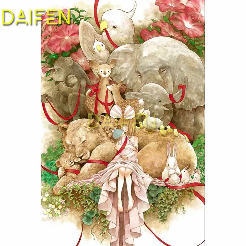 Full Square Diamond mosaic Rabbit eagle kangaroo  DIY Diamond painting Full Round Diamond embroidery Cross stitch girl  lion zoo