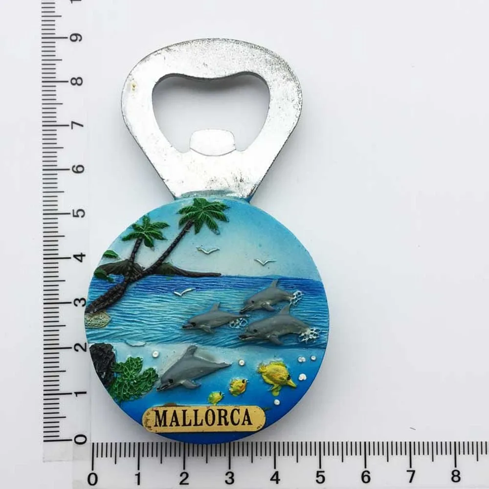 BABELEMI Resin 3D Spain Souvenirs Mallorca Dolphin Fridge Magnet Refrigerator Magnets Stickers Bottle Opener Home Decoration