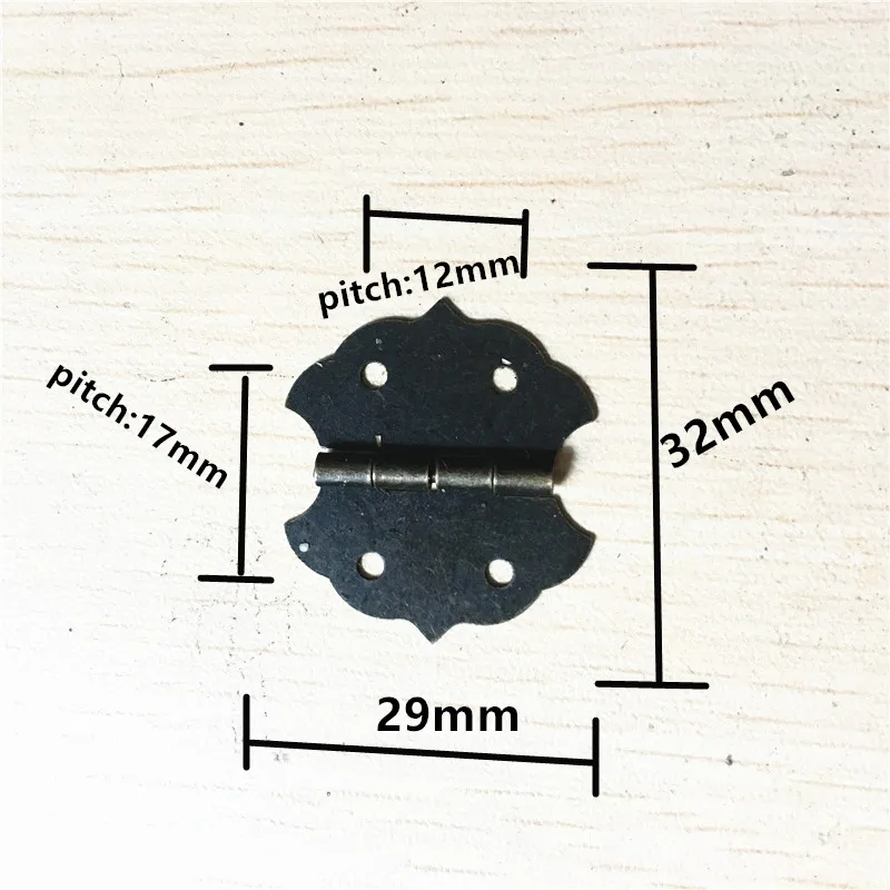 Vintage Small Flower Cabinet Door Hinge,Door Butt Hinges For DIY Box,4 Holes Furniture Hardware,29*32mm,With Screws,2Pcs