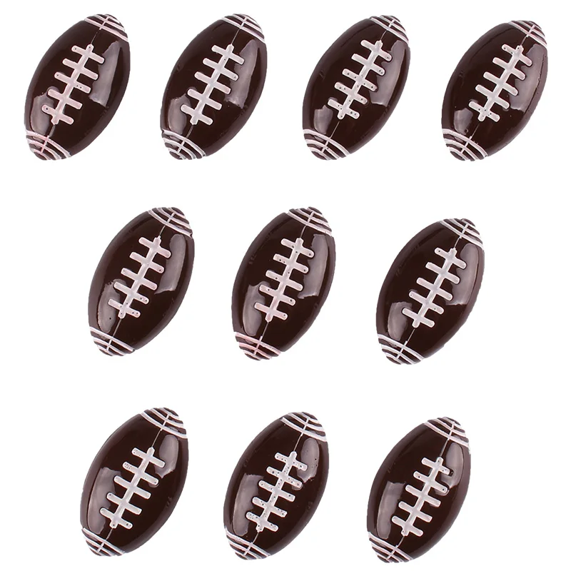 50pcs American Football Resin Scrapbooking Hair Bow Clip Center Crafts Embellishment Charms Cabachons