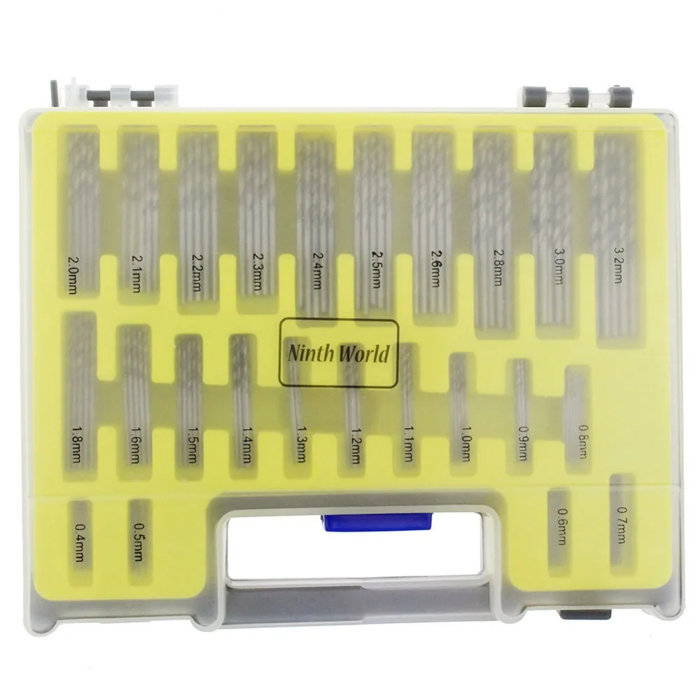 Ninth world 150 peças mini 0.4-3.2mm conjunto de brocas de precisão com estojo de transporte caixa de plástico hss ferramentas manuais broca helicoidal artesanato buraco fazer