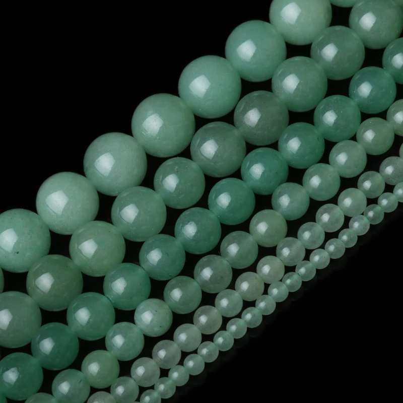 

Natural Stone Green Aventurine Round Loose Beads 15" Strand 4 6 8 10 12 14MM Pick Size For charm Jewelry Making
