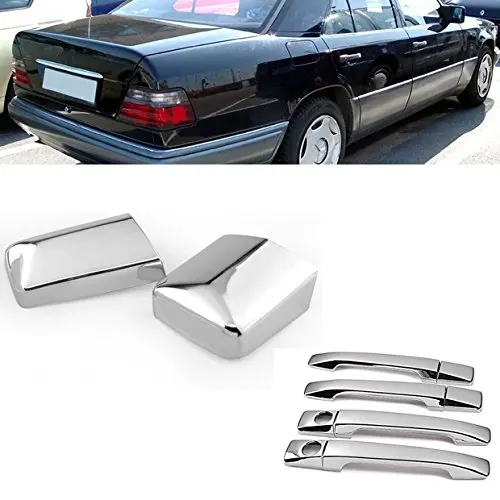 Chrome Side Door Handle + Mirror Cover Fit for Mercedes W124 300E E220 E320 E500