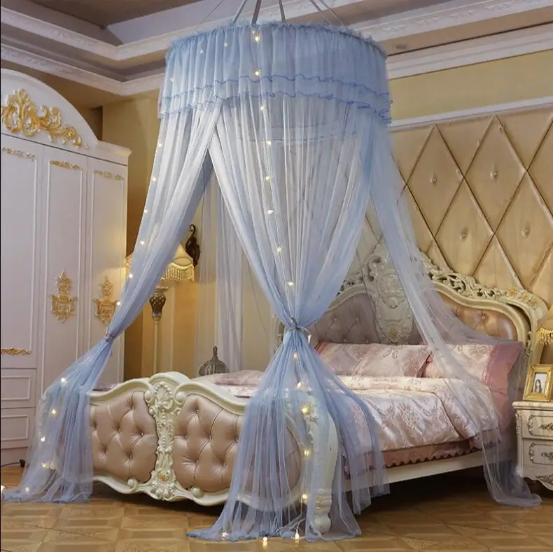 Princess Mosquito Net Double Bed Curtains Sleeping Curtain Bed Canopy Net Full Queen King Size Net 120cm diamter led light gift