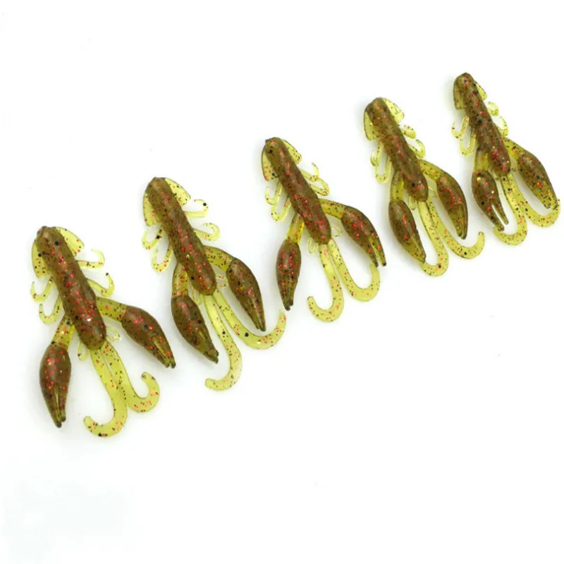Fishinapot 5 Stks/partij Zachte Aas Wobbler Garnalen 50Mm 2.1G Vissen Lokken Siliconen Kunstmatige Quaility Nep Aas Zachte Worm voor Bas