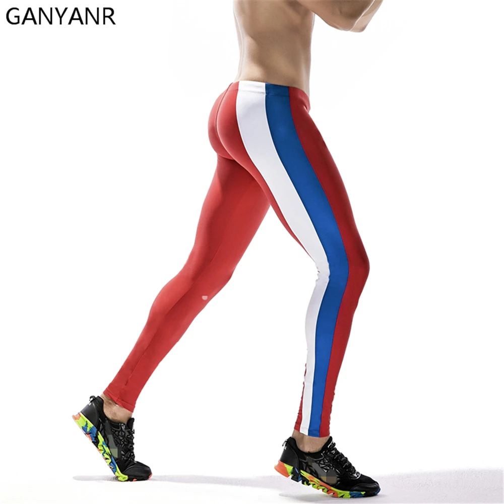 GANYANR Brand Running Tights Men Sportswear Leggings Compression Pants Basketball Yoga Trousers Gym Fitness Athletic Nylon