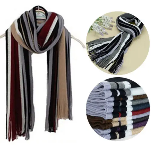 2022 Men Classic Cashmere Shawl Winter Warm Fringe Stripe Tassel Long Soft Scarf Winter NEW