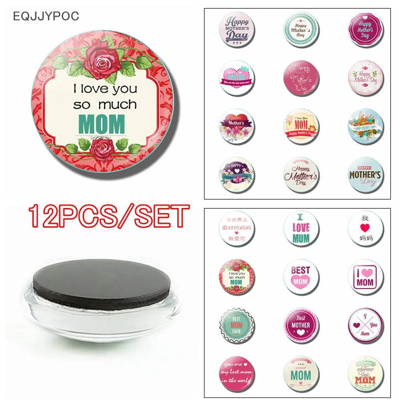 Round glass magnet for refrigerator  decorative magnet for kitchen  12 