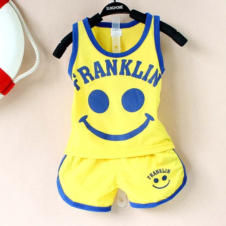 2020 New baby boys/ baby girls clothing suit cotton Smile pattern summer Vest & shorts baby boy clothing set 2 pieces