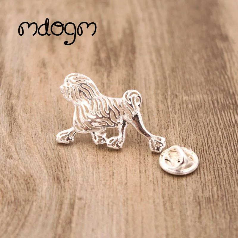 Mdogm Cute Lowchen Dog Animal Brooches And Pins  Suit Metal Small Father Collar Badges Funny Gift For Male Men B115