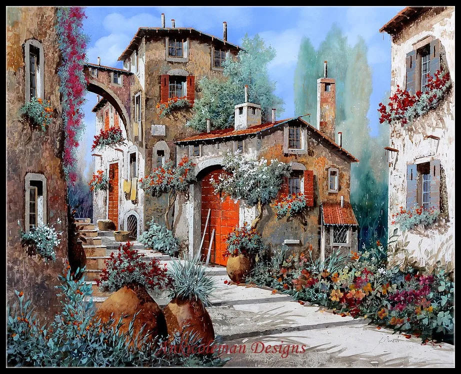 Needlework for embroidery DIY DMC High Quality - Counted Cross Stitch Kits 14 ct Oil painting - Between the Houses II