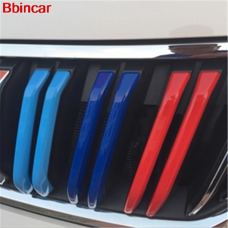 Bbincar For Skoda Kodiaq 2016 2017 2018 Front Grille Three Color Modified Reflective Sticker Cover Trim Exterior Accessories ABS