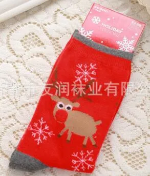 

100pairs/lot fedex fast Women's Snowflake Deer Printed Cotton Casual Socks Ladies Female cartton animal sock