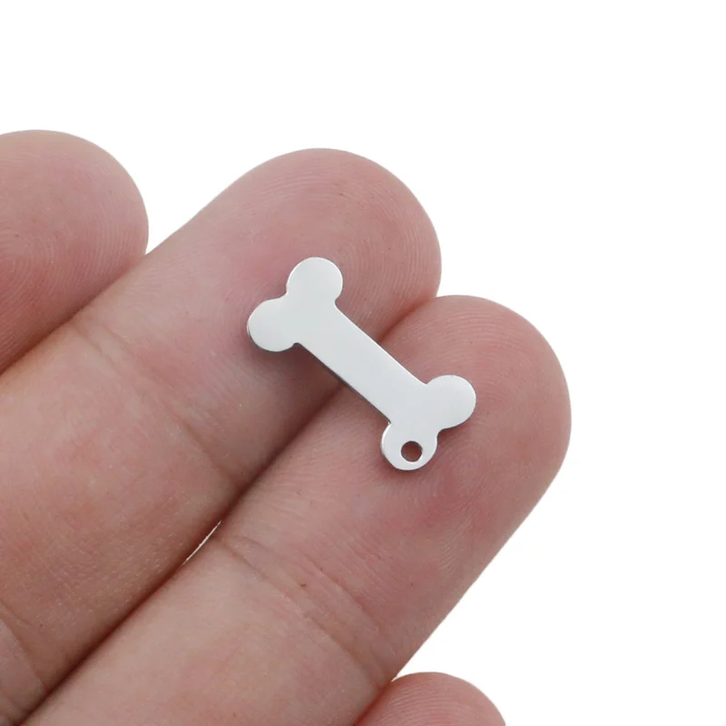 Aiovlo 10pc/lot Charms Dog Bone 8.5x16mm Stainless Steel Plated Pendants Gold Jewelry Making DIY Earring Necklace Handmade Craft