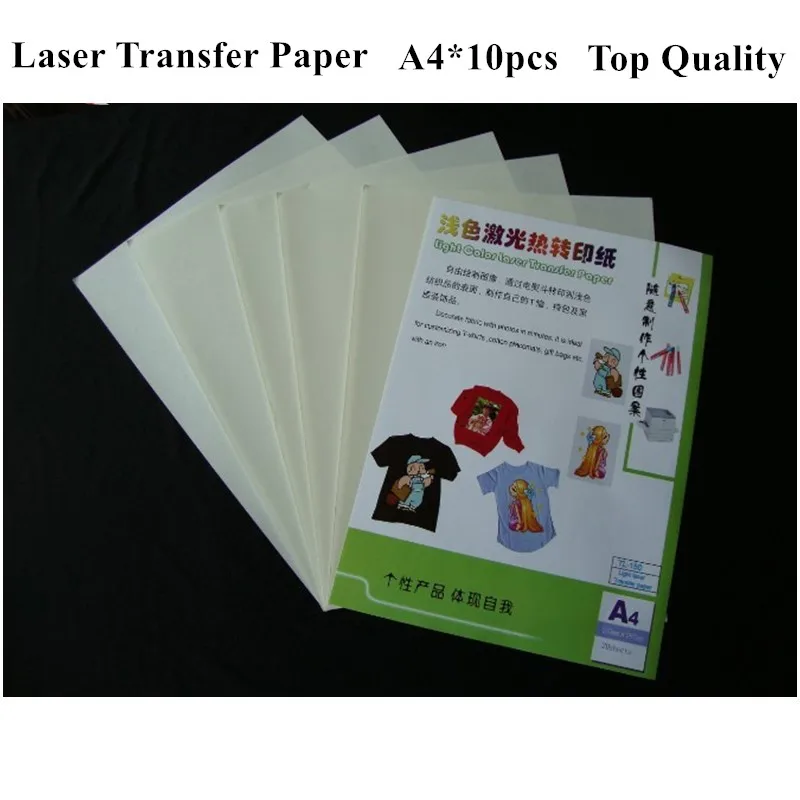 (A4*10pcs) Top Quality Laser Toner Transfer Paper For Light Tshirt Only Thermal Paper Papel Transfers Papers On Fabric TL-150