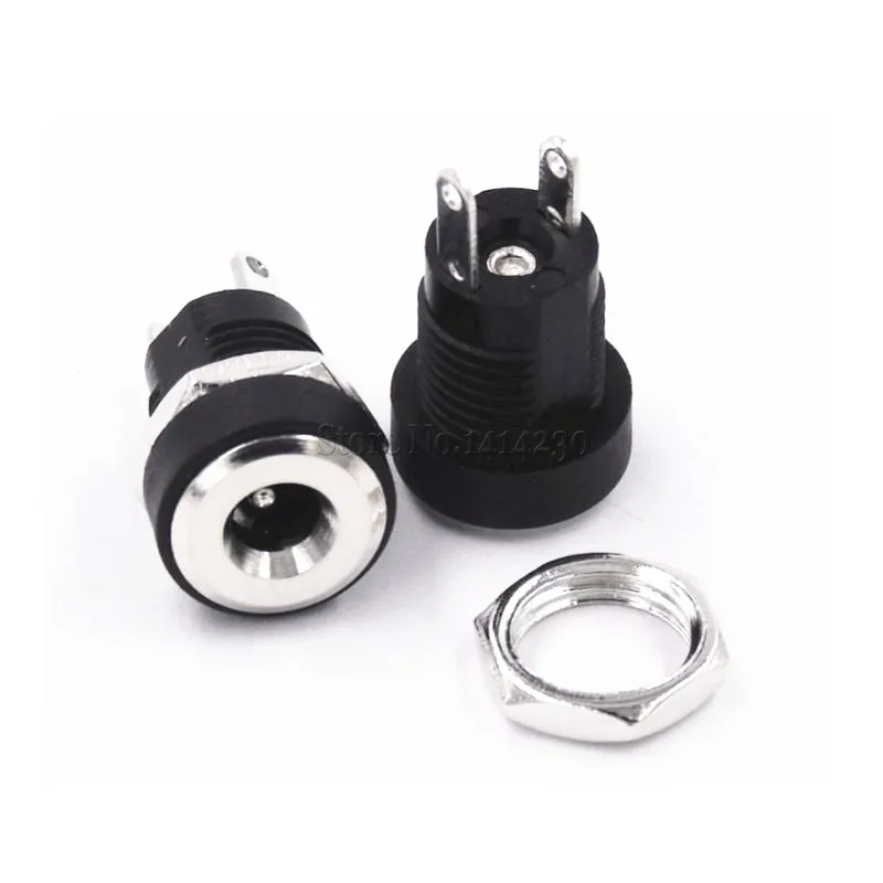 2Pcs 3A 12v for DC Power Supply Jack Socket Female Panel Mount Connector 3.5mm 1.35mm 2 Terminal types 3.5*1.35