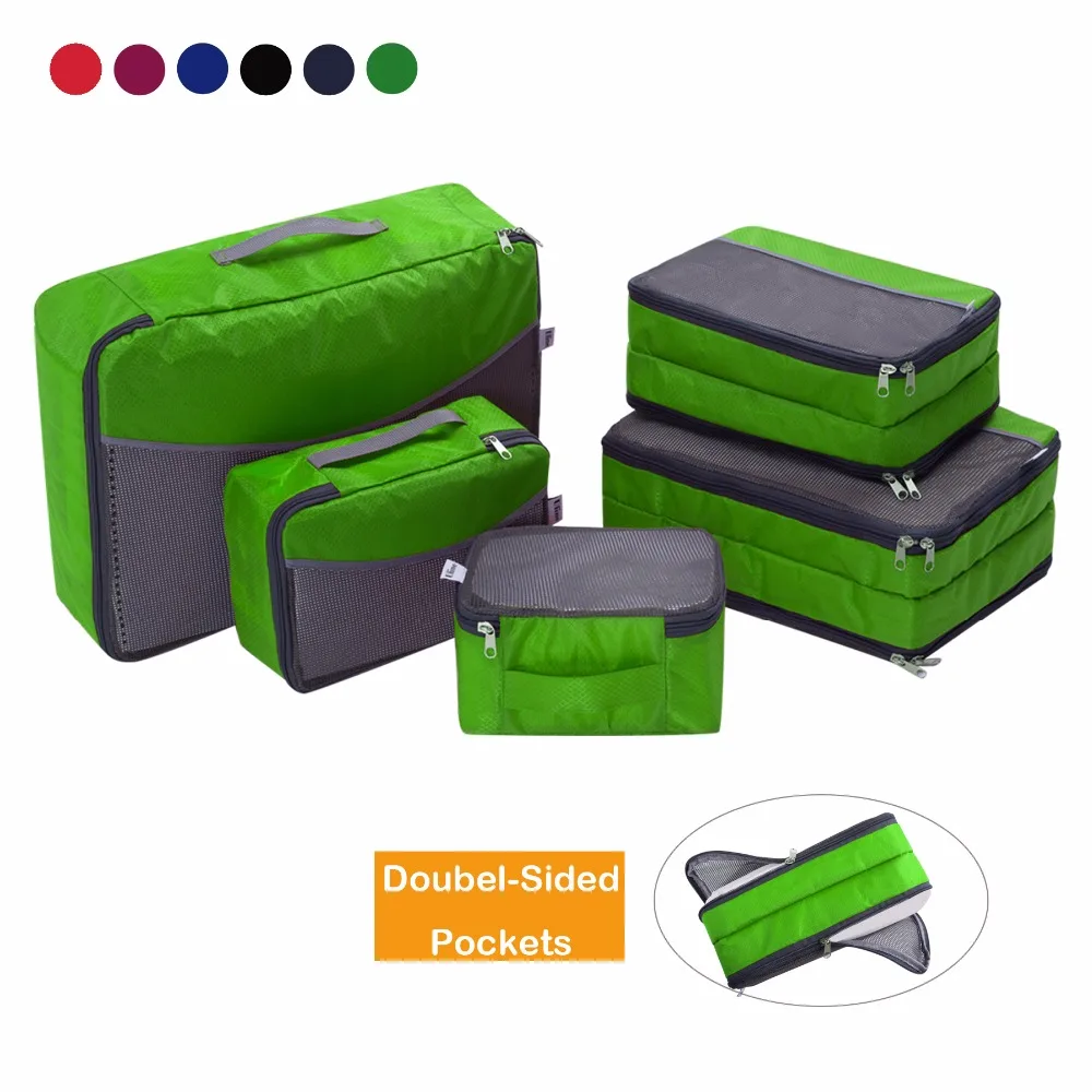 

Ufine 5 PCs Travel Luggage Organizer-Double Sided Carryon Lightweight Packing Cubes Storage Bags