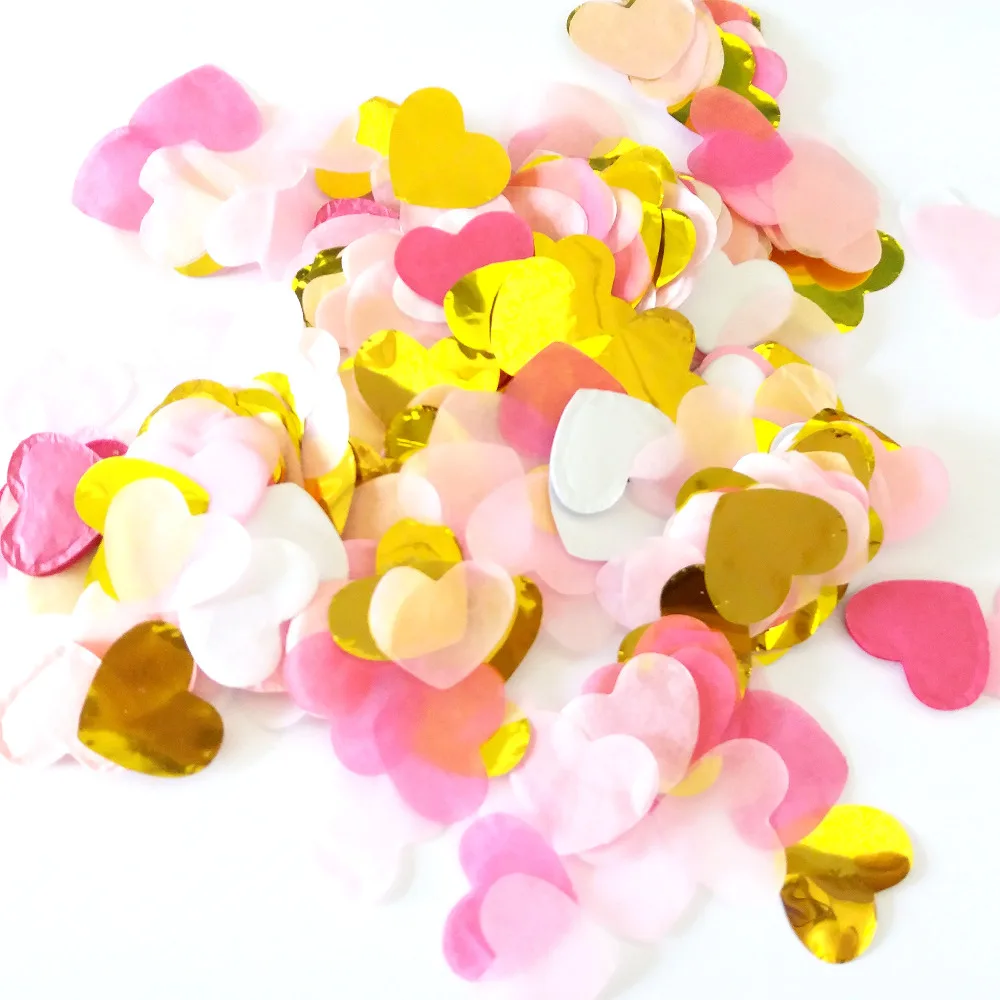 

2 bag Heart Paper Confetti Pink white gold Birthday Decor Shower Table Decoration birthday Princess Party Decorative Supplies