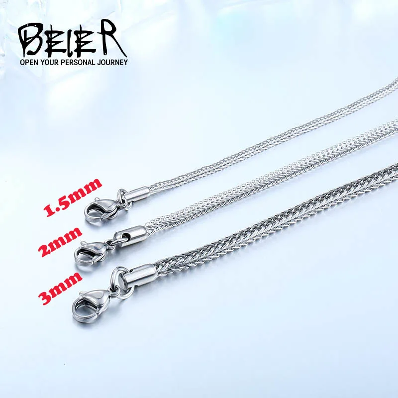 Beier 1.5/2/34mm stainless steel necklace twist  trendy Square Fox chain necklace boy/man BN1043