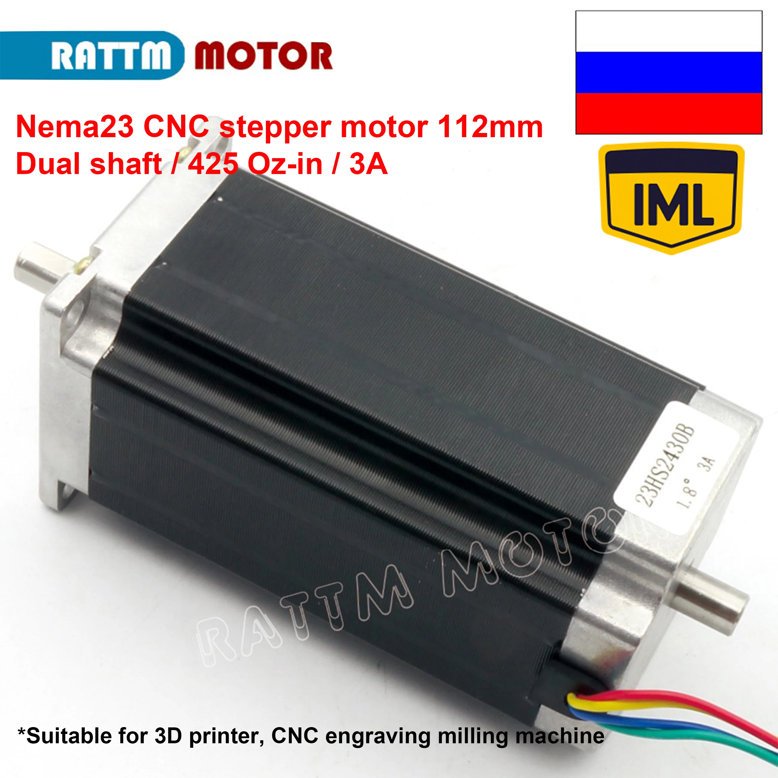 Nema 23 stepper motor Double Dual shaft 112mm 2.8N.cm 425 Oz-in 4 wires 3A 23HS2430B