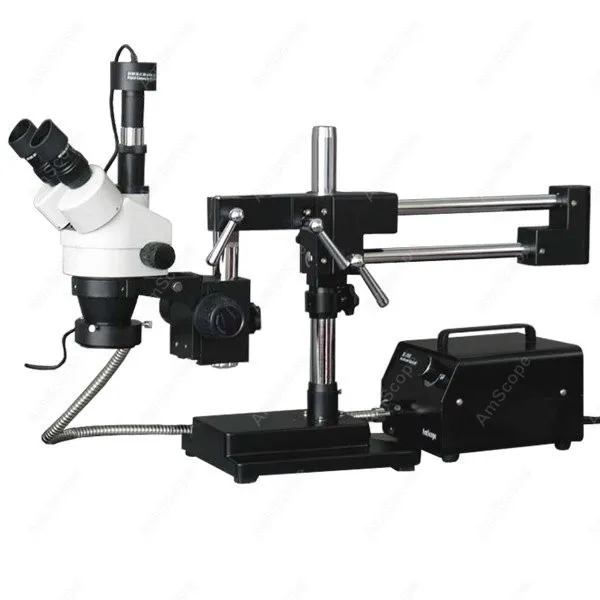 

Stereo Boom Microscope--AmScope Supplies 3.5X-90X Stereo Boom Microscope with 10MP Camera + Fiber Optic Light