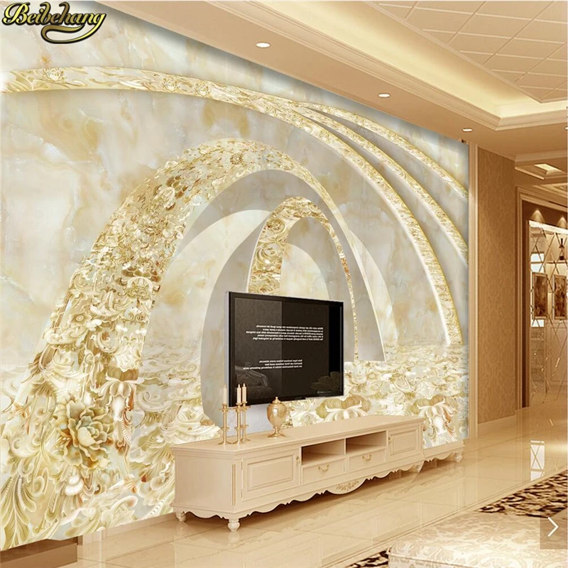 beibehang Custom Photo 3D Wallpaper Stereo concave-convex Golden time tunnel modern marble background wall papel de parede