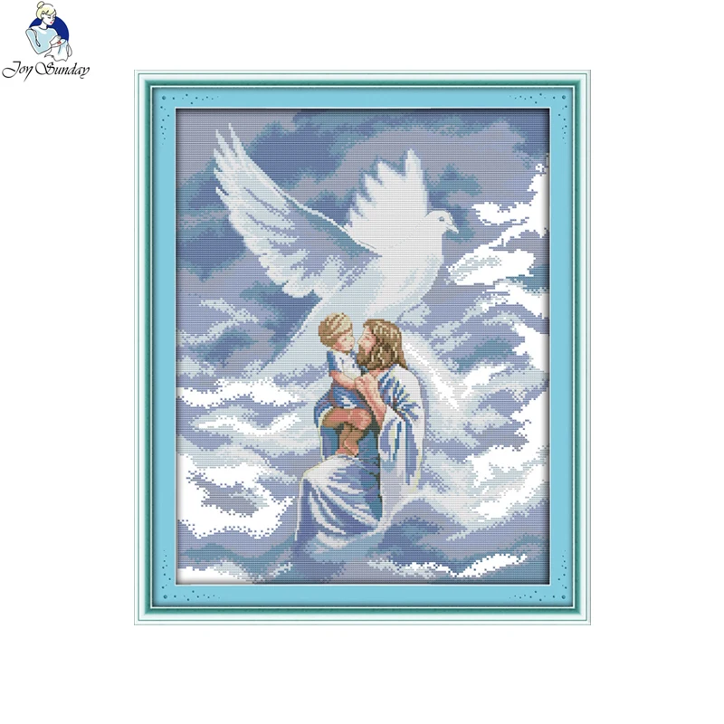 

Joy Sunday Jesus and Angel Counted 11CT Printed Fabric 14CT Canvas DMC Chinese DIY Hand Crafts Cross-stitch Embroidery Set