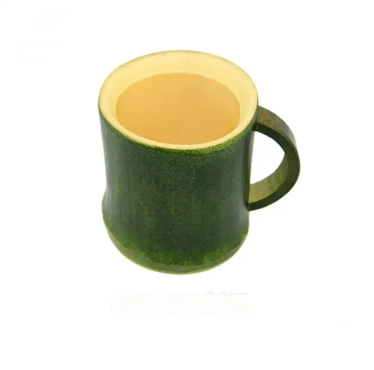 Handmade Natural Bamboo Tea Cup Japanese Style Beer Milk Cups With Handle Green Eco-friendly Travel Crafts SN1296