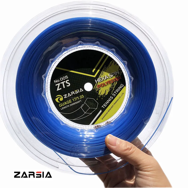 1 szpula ZARSIA sześciokątne struny do tenisa trwała sześciokątna poliestrowa rakieta tenisowa String1.23MM 200M big banger niebieski sznurek