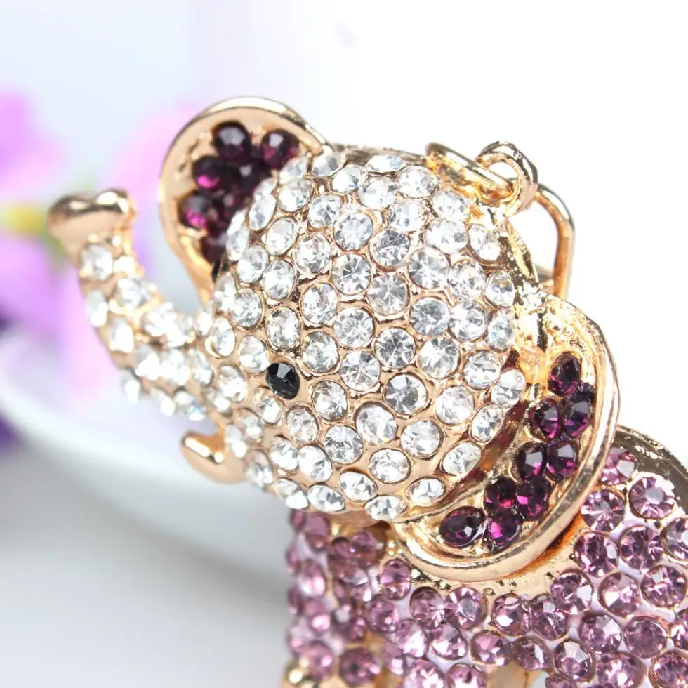 Elephant Lovely Cute New Creative Crystal Pendant Charm Purse Bag Car Key Ring Chain Nice&Substantial Gift Original Handmade