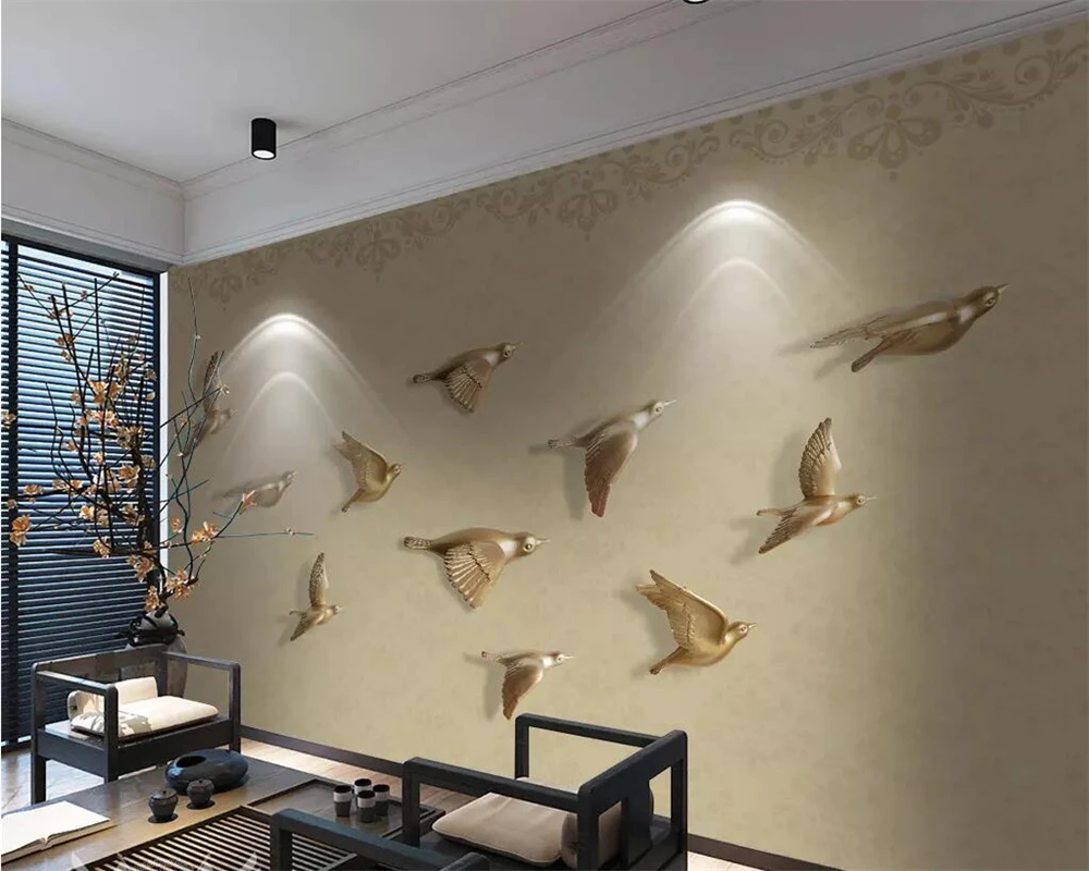 

beibehang Custom wallpaper 3d large mural new Chinese flying bird background painting wallpapers for living room papel de parede