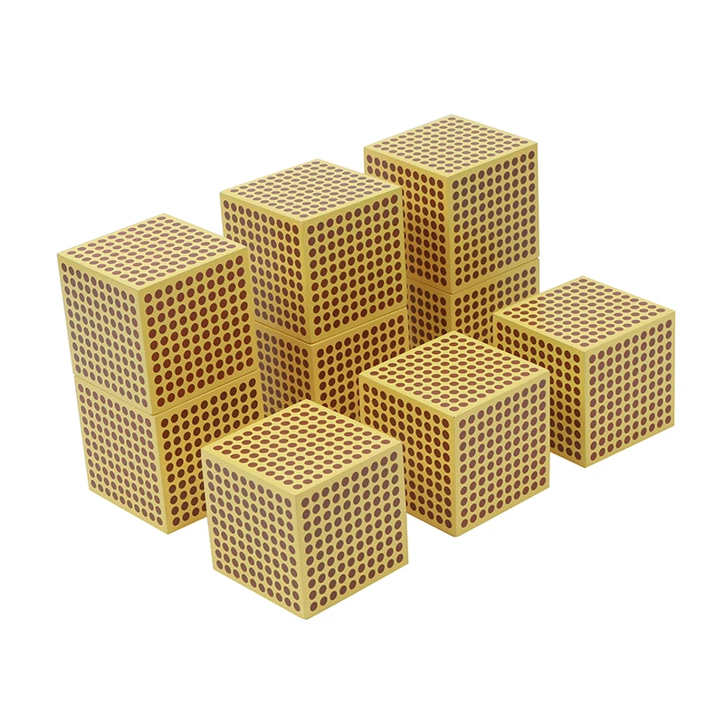 Montessori Wood Thousand Cube/ Hundred Square Set Mathematics Material Decimal System Learning Tools Math Golden Beads Game