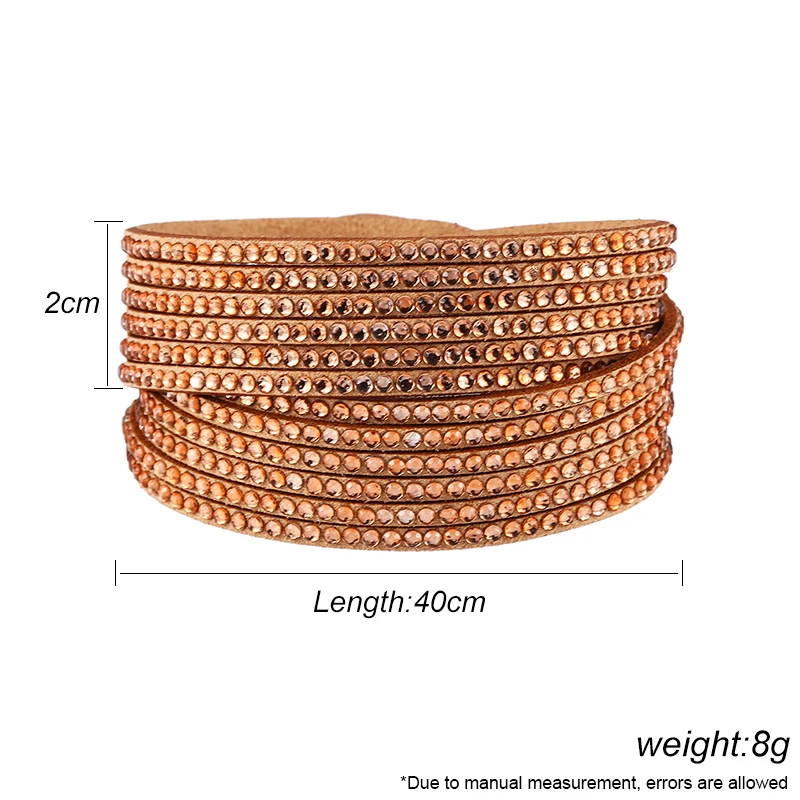 HOCOLE Vintage Rhinestone Crystal Wrap Multilayer Leather Bracelets For Women Charm Bracelet Bangles 2019 Fashion Jewelry Female