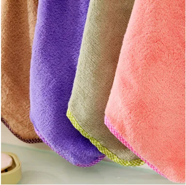 Fast shipping cute rabbit shape small square towel Kitchen & bathroom thickenable hanging type wipes Coral fleece hand towel