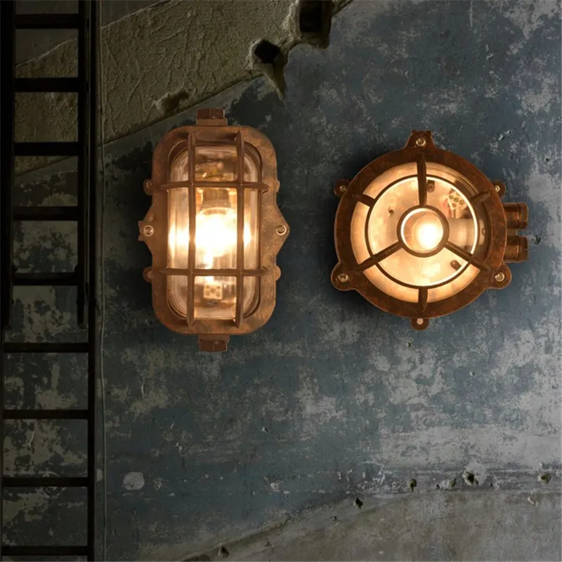 Vintage LED Wall Lamp Outdoor Sconce Lights Waterproof Garden Wall Light Fixtures Aluminum Glass Antique Porch Lighting