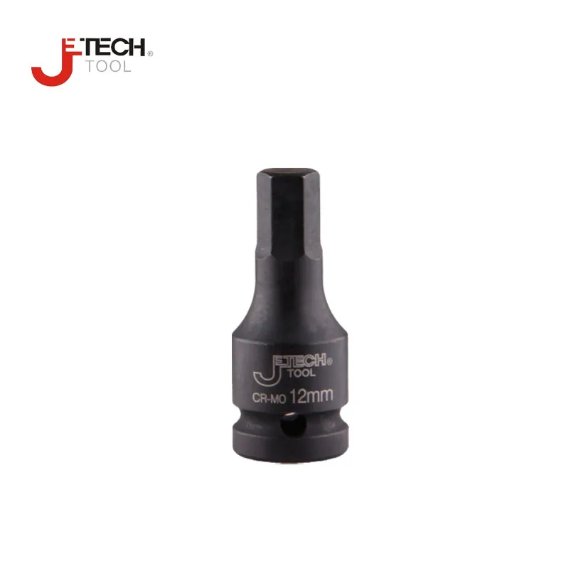 Jetech Cr-Mo 1/2 "Dr Panjang Hex Dampak Bit Socket 4/5/6/7/ 8/10/12/14/17/18/19 Mm Soket Kunci Hex 3 "Panjang hitam Alloy Steel