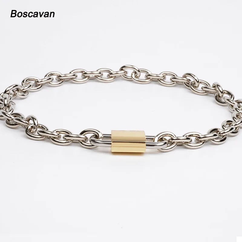 

Cool Heavy Duty Chain Padlock Choker O Shaped Men Women Unisex Hiphop Chains link Metal Collar Necklace