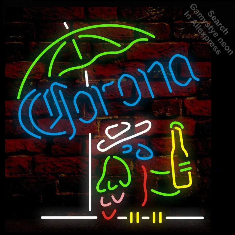 Coron Parrot Neon Sign Umbrella Neon Bulb Sign Handmade Light Room Recreation Decor Glass Tube Handcraft Affiche indoor lamps