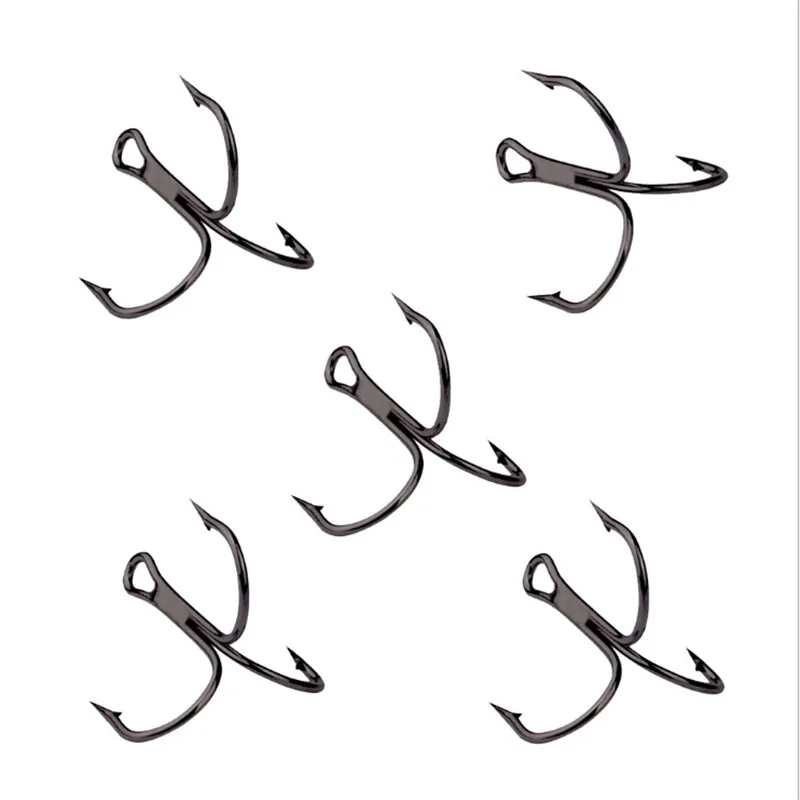 10Pcs/lot 2# 4# 6# 8# 10# Black Fishing Hook High Carbon Steel Treble Overturned Hooks Fishing Tackle Round Bend Treble For Bass