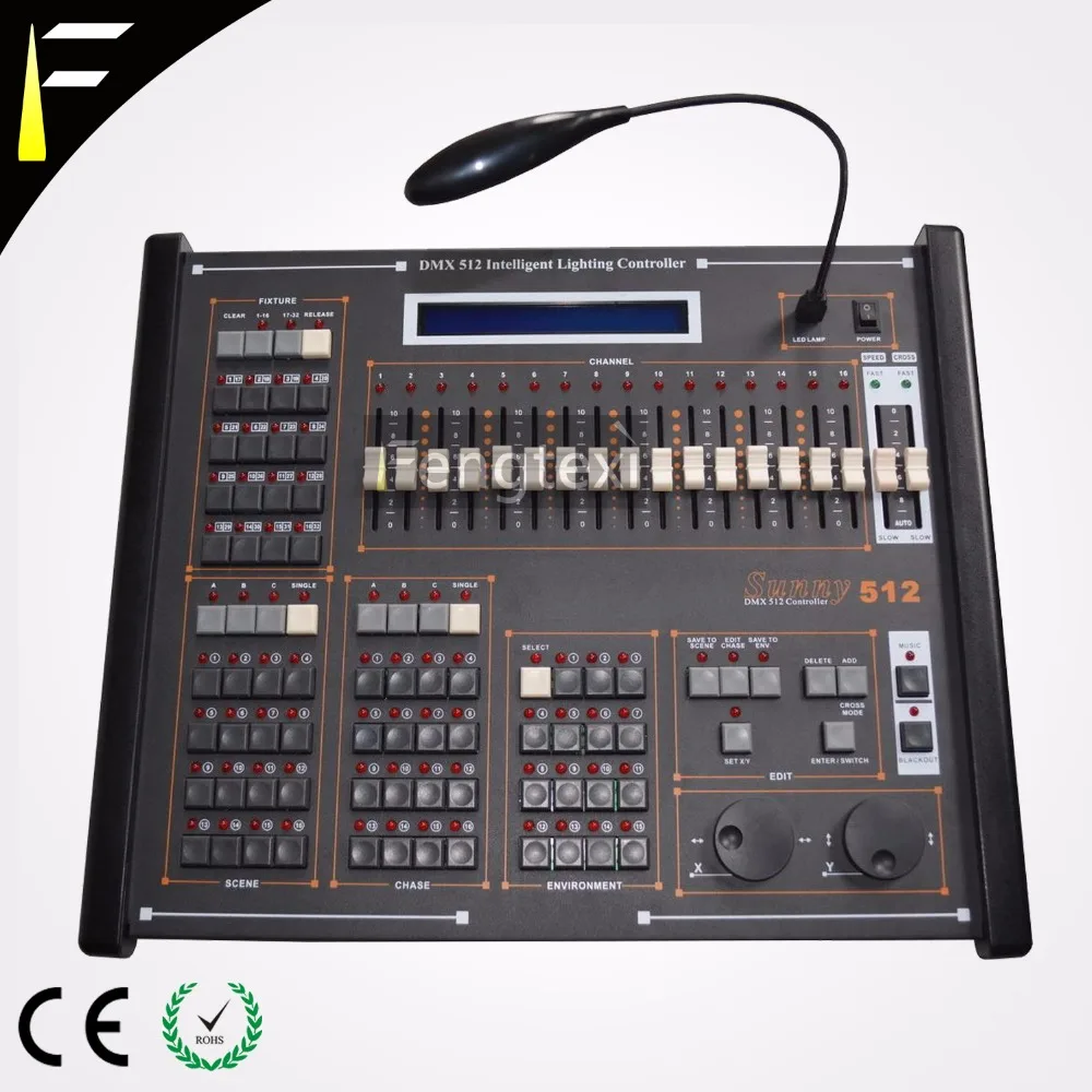 Top Sunny 512 DMX Console Operate PAN/TILT Wheel Music Lighting Controller Dimming Colorful Setting Console Device Desk