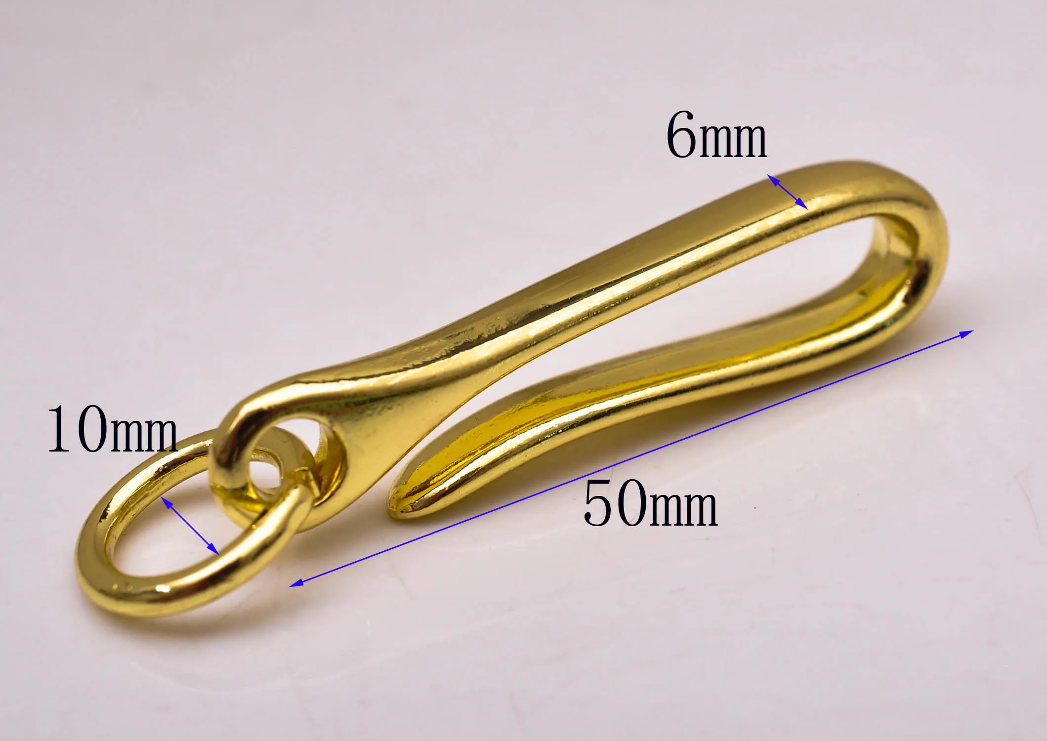 5pc 50mm Quality Solid Bling Gold Car KeyChain Keyring Fob Belt U Hook Loop Jeans Wallet Chain Accessories Fish Hook SET