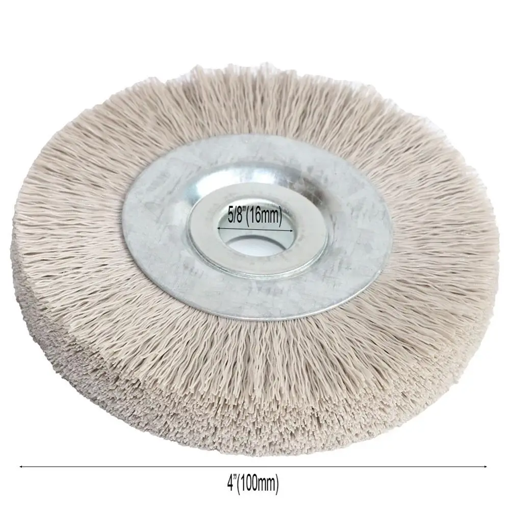 1pc 100*16mm 4 Inch Nylon Abrasive Brush Wheel Grit120-600 Polymer-abrasive Wire Drawing Round Polishing Brush wood deburring