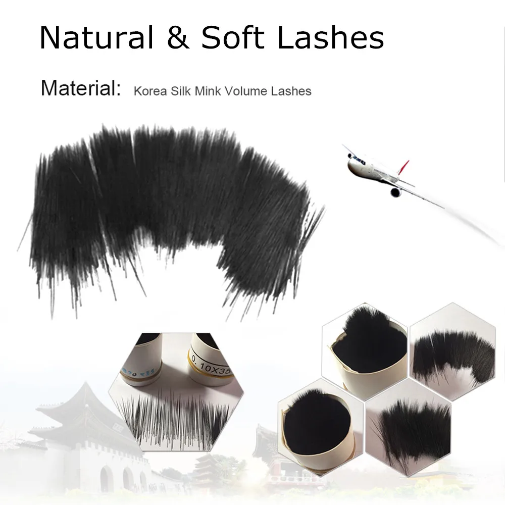 NEWCOME Natural Silk Korea Individual Eyelash Professional False 3D All Sizes Eyelash Extension Long Eye Lashes