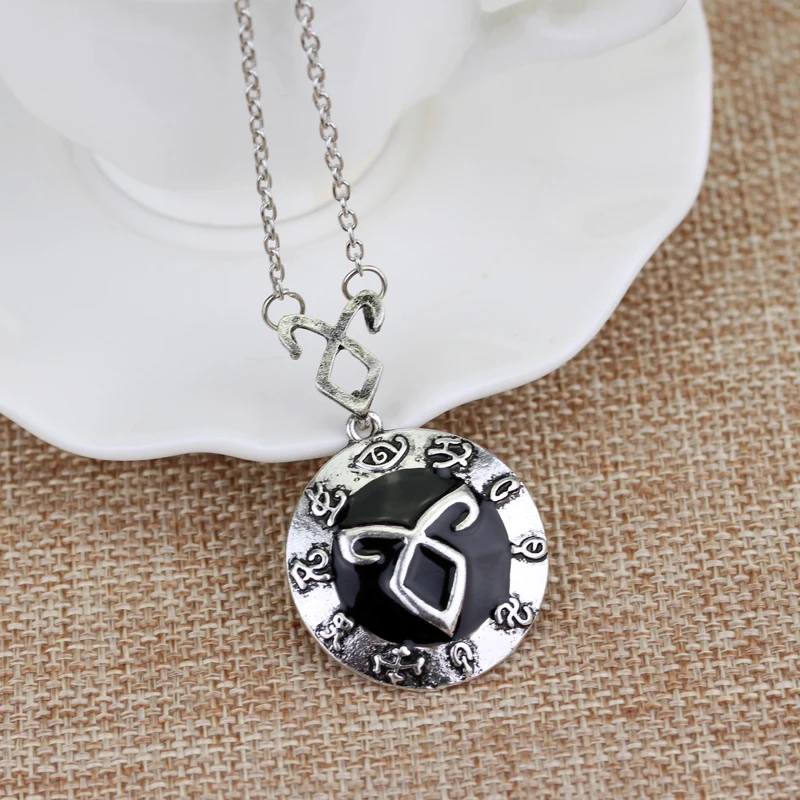 dongsheng The Mortal Instruments City of Bones necklace vintage Angelic Power Runes Shadowhunters pendant for men and women